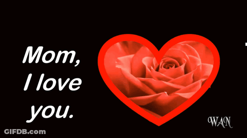 Red Heart With Rose Saying Mom I Love You GIF