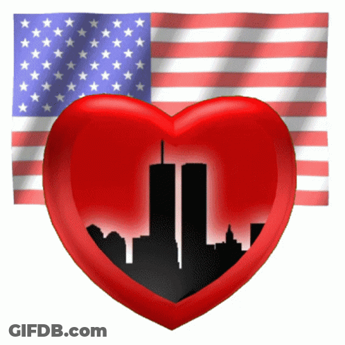 Red Heart With Twin Towers GIF