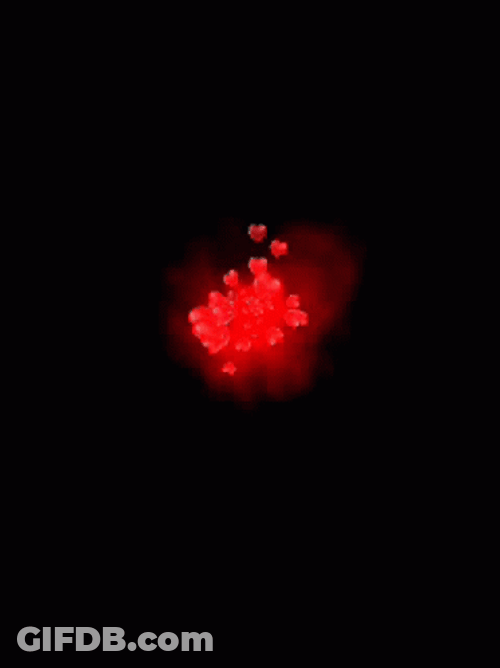 Red Hearts Bursting Into Pieces GIF