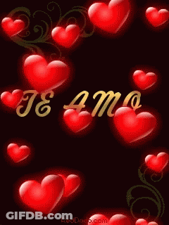 Red Hearts Floating Te Amo Gold GIF