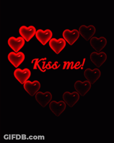 Red Hearts Forming Heart Saying Kiss Me GIF