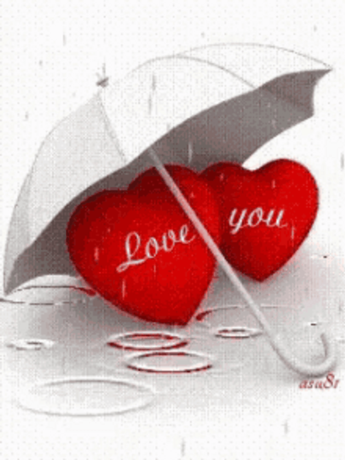 Red Hearts Raining Love You Valentines GIF