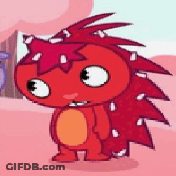 Red Hedgehog With Big Belly Standing Next To Tree GIF