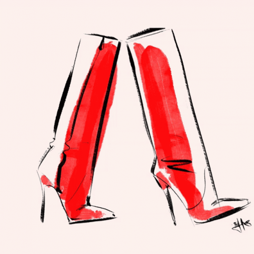 Red Heeled Boots Walking GIF