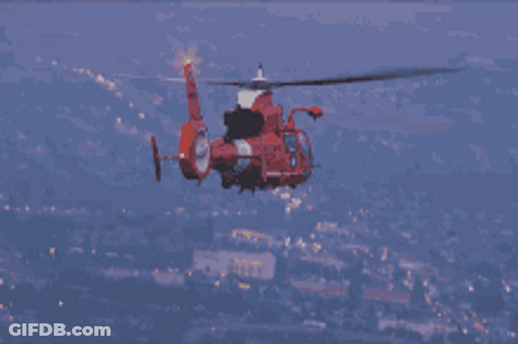 Red Helicopter Flying Anti-Collision Light Blinking GIF