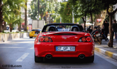 Red Honda Sports Car License Plate 07 GP 108 GIF