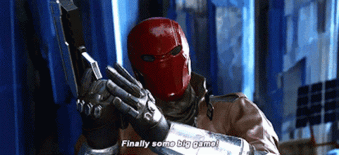 Red Hood Cocking A Gun Battle Ready GIF