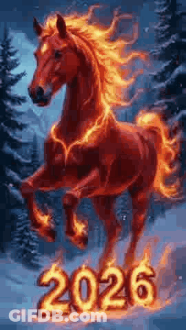 Red Horse With Flaming Mane 2026 GIF