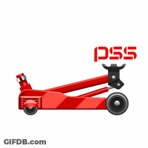 Red Hydraulic Floor Jack With Letters SSS GIF