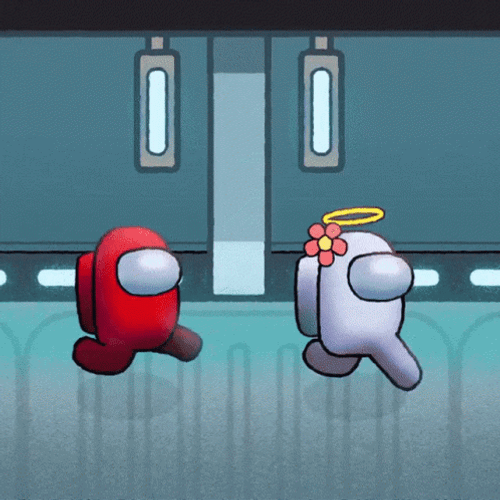Red Imposter Chasing White Among Us GIF