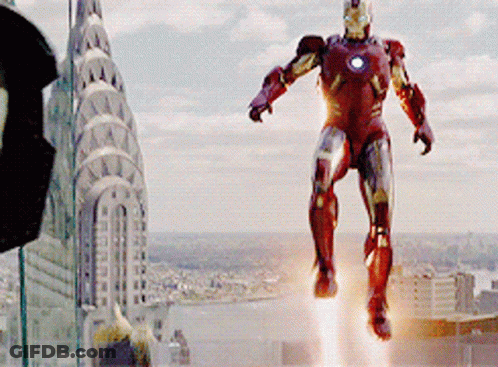 Red Iron Man Flying GIF