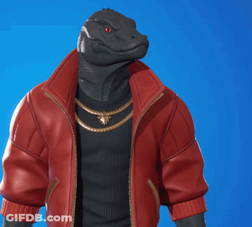 Red Jacket Man Fish On Back Two Guns GIF