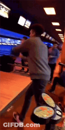 Red Jacket Man Running Bowling Alley You Ready GIF