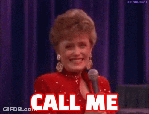 Red Jacket Woman Laughing With Microphone Saying Call Me GIF