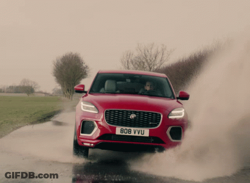 Red Jaguar Car With License Plate 808 Vvu GIF