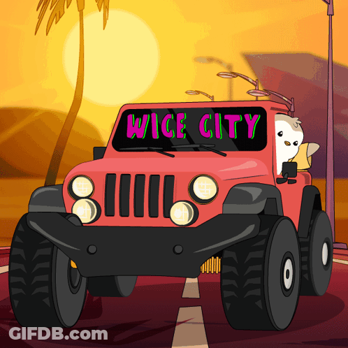 Red Jeep Saying Wise City GIF