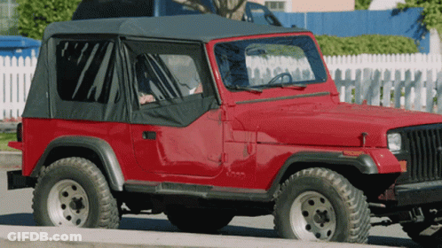 Red Jeep With Black Top GIF