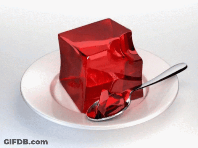 Red Jelly Cubes On White Plate GIF