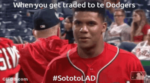 Red Jersey Baseball Player Traded To Dodgers Sototolad GIF