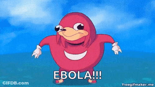 Red Knuckles Cartoon Character Saying Ebola GIF