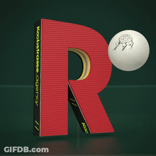 Red Letter R With Ping Pong Ball GIF