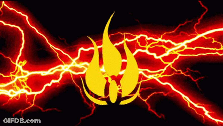 Red Lightning Background Of Yellow Logo GIF