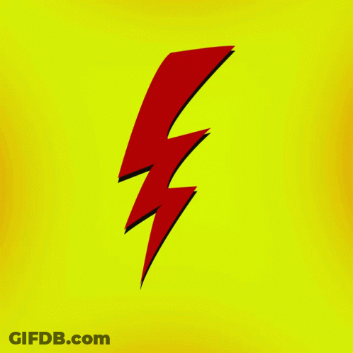 Red Lightning Bolt On Yellow Background GIF