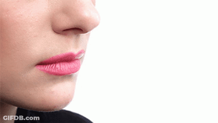 Red Lips Chewing And Eating Banana GIF