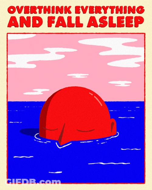 Red Man Overthinking Everything And Fall Asleep GIF