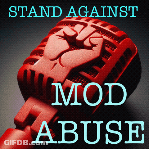 Red Microphone With Fist Stand Against Mod Abuse GIF