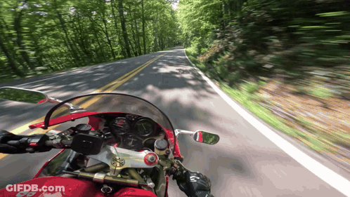 Red Motorcycle Driving Down Road GIF