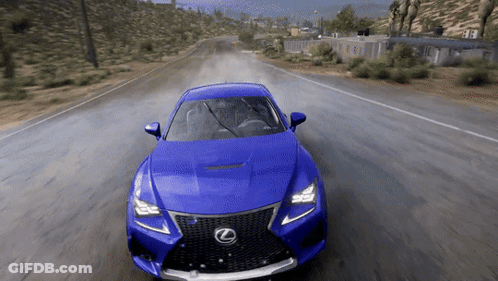 Red Mustang And White Lexus Parked Next To Each Other GIF