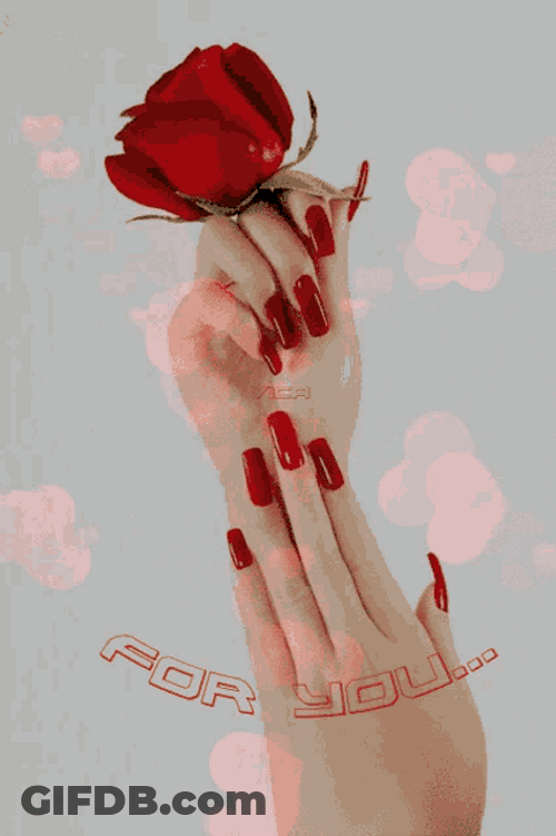Red Nails Good Morning Rose GIF