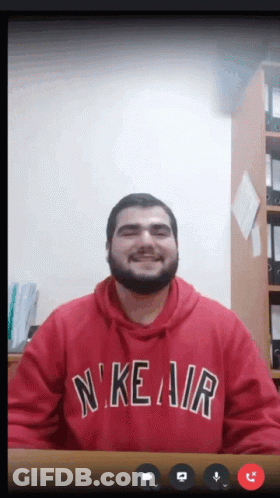 Red Nike Air Sweatshirt Man Smiles Video Call GIF