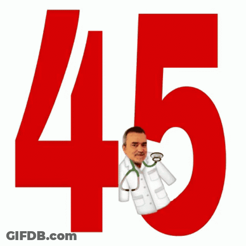 Red Number 45 With Doctor Holding Stethoscope GIF