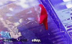 Red Object Floating In Blue EBay Container GIF