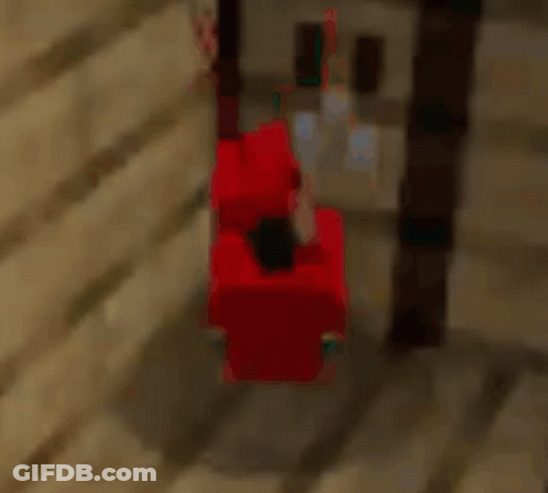 Red Object Hanging From Rope GIF