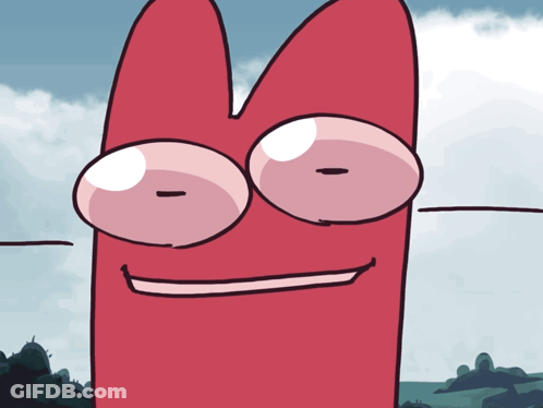 Red Object With Big Eyes GIF