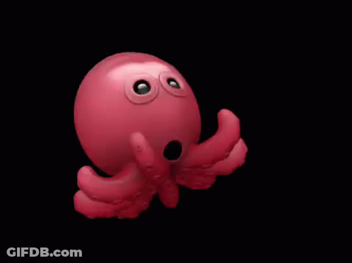 Red Octopus Sad Look Black Background GIF