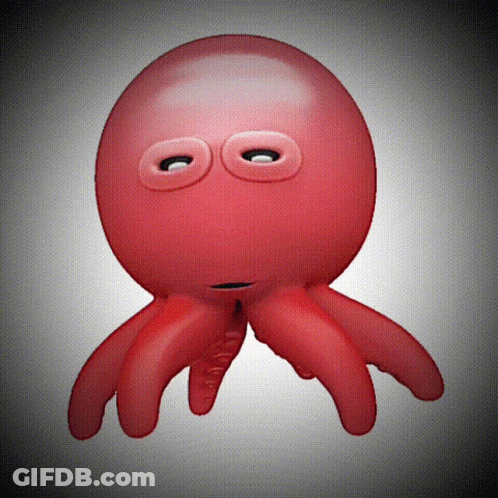 Red Octopus With Smiley Face GIF