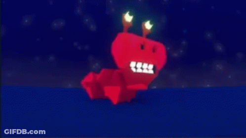 Red Origami Dragon On Blue Water GIF