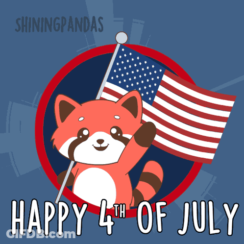 Red Panda Holding American Flag Happy 4Th Of July GIF