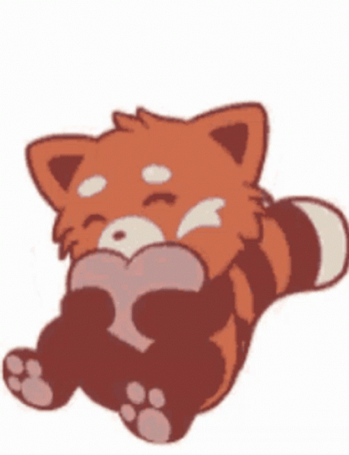 Red Panda Hugging Heart Animation GIF