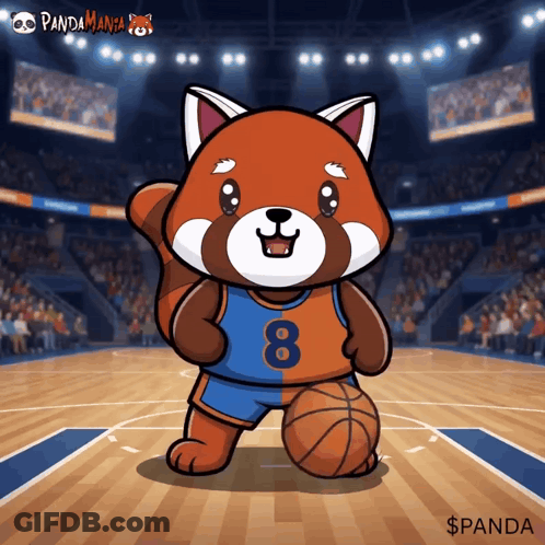 Red Panda In Number 8 Jersey Holding Basketball GIF