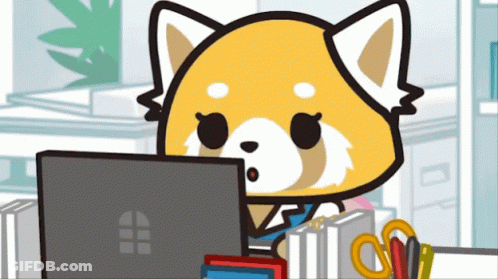 Red Panda Sitting At Desk Using Laptop GIF