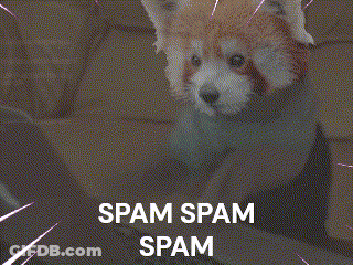 Red Panda Standing In Front Of Spam Spam Spam Screen GIF