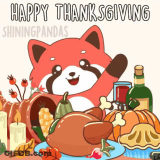 Red Panda Turkey Pumpkins Happy Thanksgiving Shiningpandas GIF