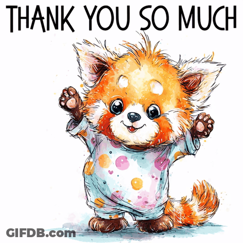 Red Panda Wearing Thank You So Much Shirt GIF