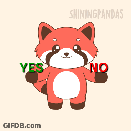Red Panda With Green Yes And Red No Signs GIF