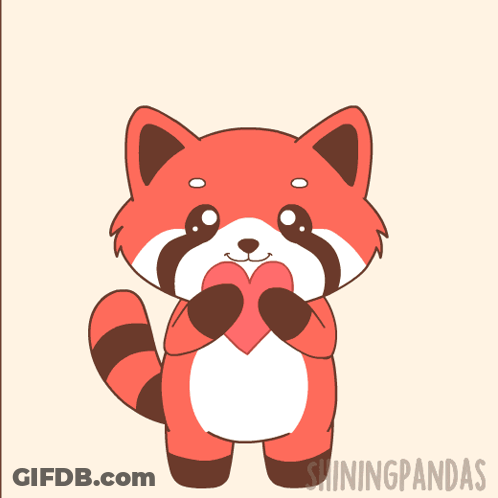 Red Panda With Hearts And Shiningpandas GIF